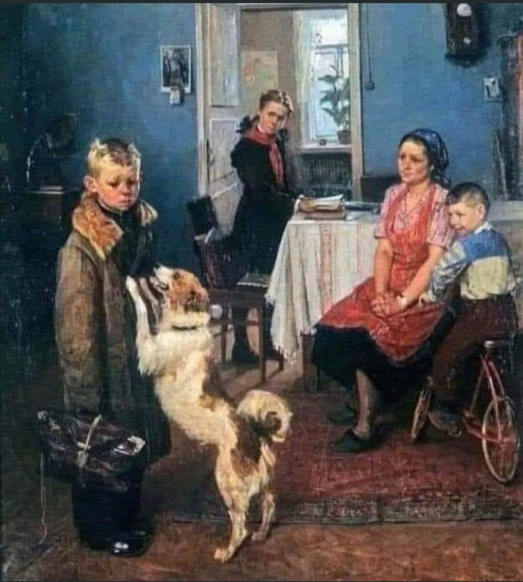 📌Dünyanın en iyi tablolarından biri olan, 1952 yılında Rus sanatçı Fedor Rishetnikovm’un yaptığı bu resime paha biçilemiyor…

 “Yine düşük notlar”  başlıklı bu resim, sınavı geçemeyen ve okuldan dönen bir çocuk ile, ailenin ona tepkisini anlatıyor.

Ve ressam  şöyle diyor;