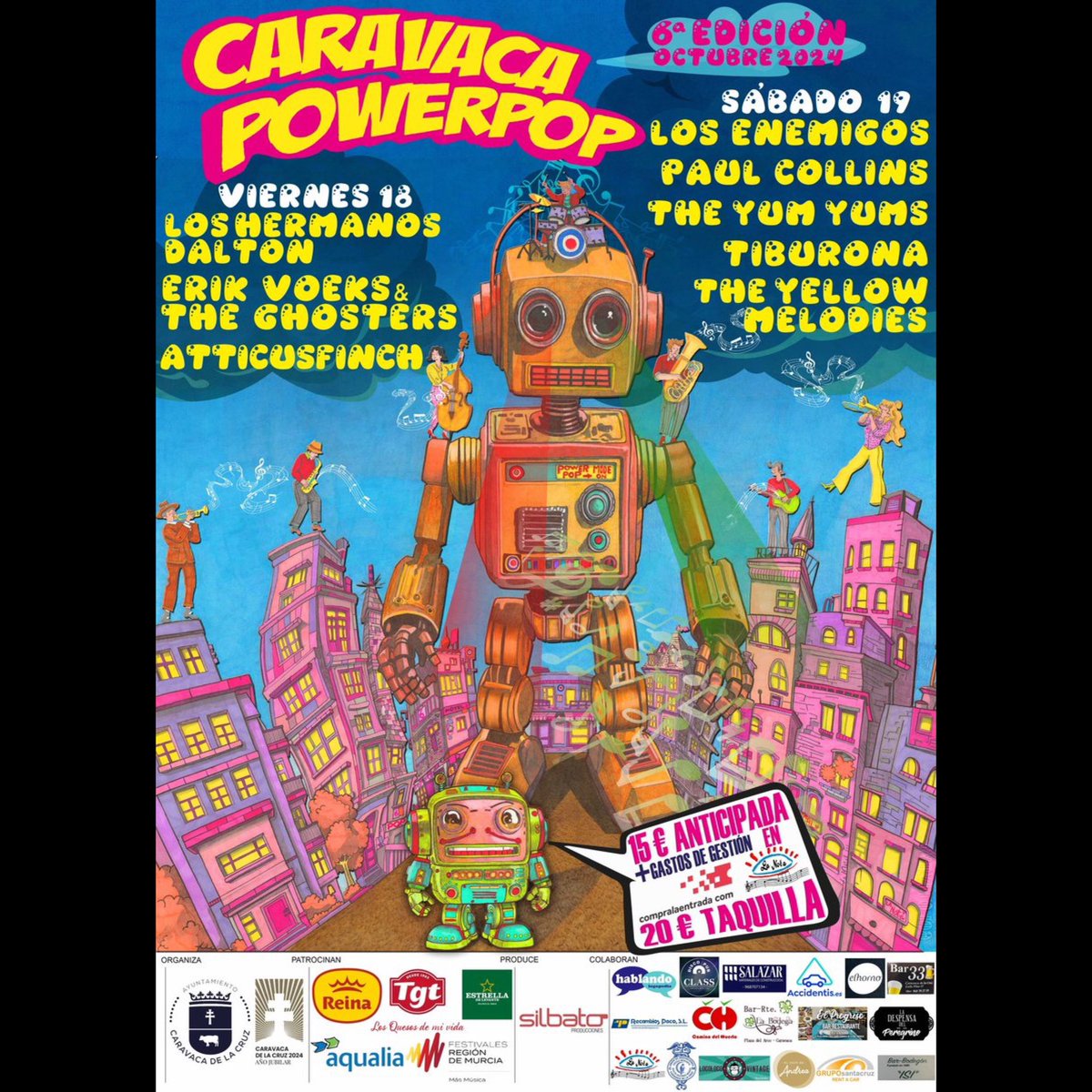 LosEnemigos(oficial) (@revueltaenemiga) on Twitter photo El 19 de octubre vamos a viajar hasta el festival <a href="/CaravacaPowerpo/">Caravaca Power Pop</a>. Como ven, el programa de festejos de ambos días es muy apetecible, así que allí nos vemos si ustedes gustan.
Entradas: compralaentrada.com/event/caravaca… El 19 de octubre vamos a viajar hasta el festival <a href="/CaravacaPowerpo/">Caravaca Power Pop</a>. Como ven, el programa de festejos de ambos días es muy apetecible, así que allí nos vemos si ustedes gustan.
Entradas: compralaentrada.com/event/caravaca…