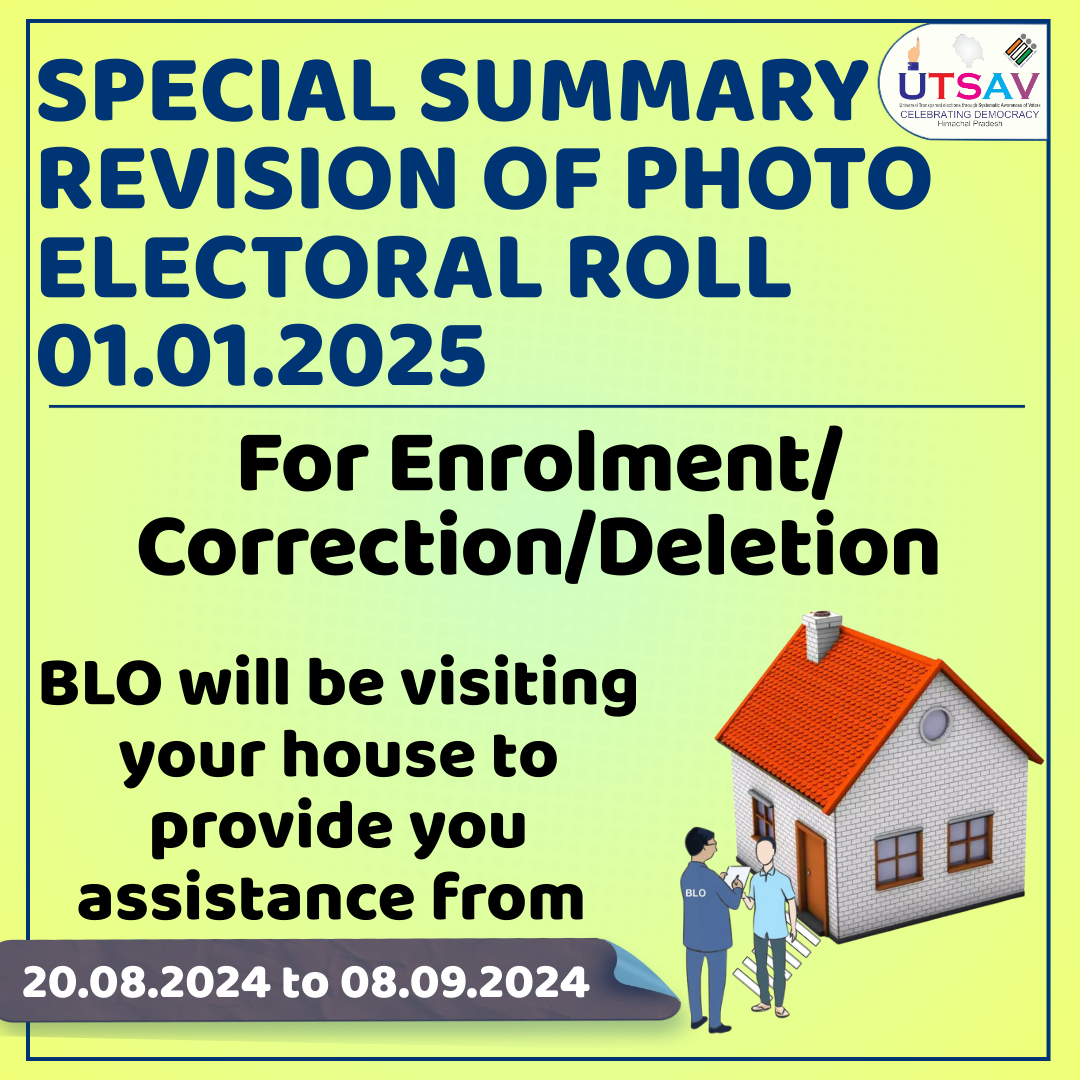 hpelection's tweet photo. #BLOs are doing #housetohouse verification for identification and enrolment of left-out eligible citizens, removal of multiple entries/dead #electors/permanently shifted electors and correction of discrepancies in #Electoralroll entries.
#UTSAV #ECISVEEP #SpecialSummaryRevision https://t.co/Q8HynEhCyb