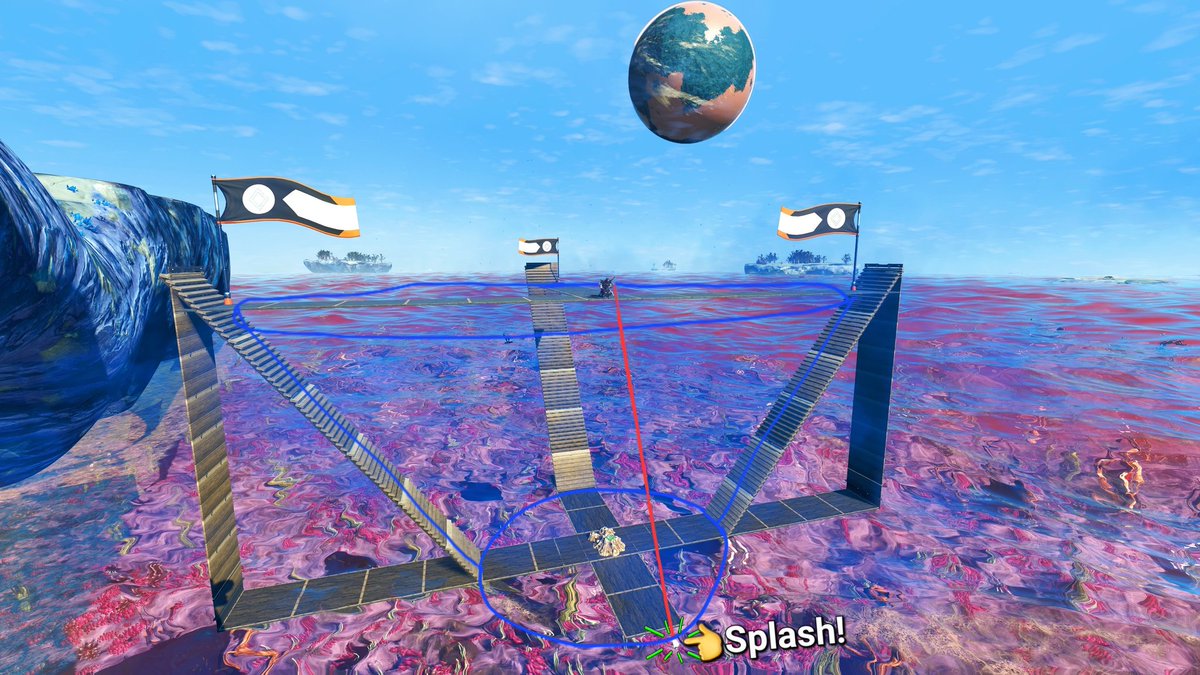 SebatioPSN's tweet image. For the #NoMansSky builders out there or anyone curious how far you can cast your fishing line, here's a pretty close representation. Forgive the slapped together lines 😅. Straight outwards is 6.16(ish) floor tiles out, below is exactly 8 high &amp;amp; 2.5 out. Casting cone in last pic