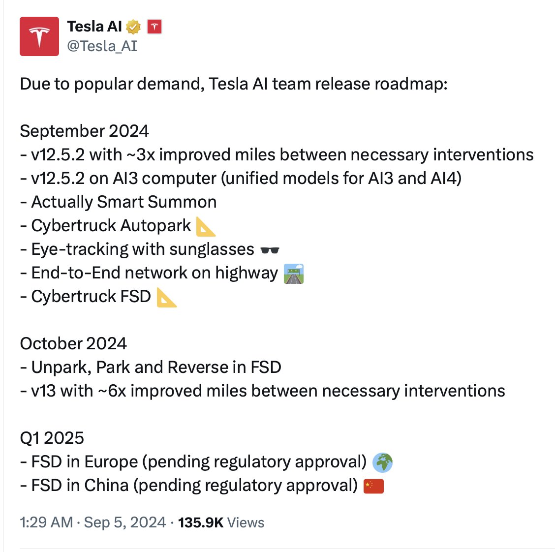 art2i's tweet image. $TSLA

FSD 13+ to deploy in 🇨🇳🇪🇺🌍 ~1Q25

#Autonomous_Driving