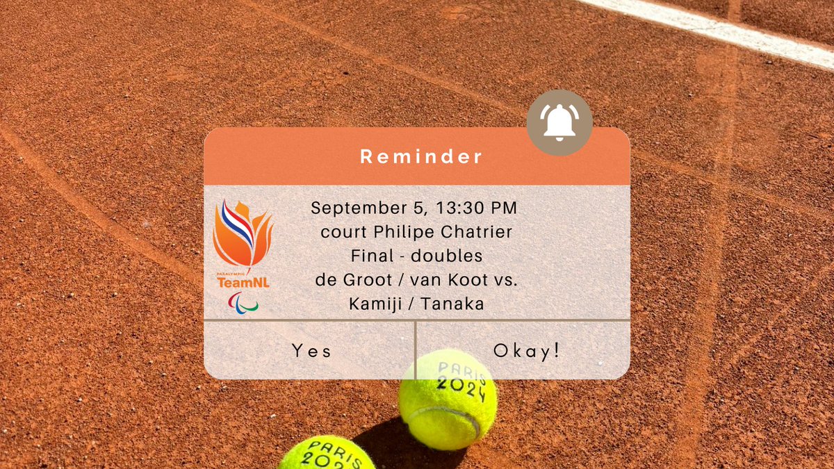 #doubles #final #TeamvanKootendeGroot #Paris2024 #ParalympischeSpelen #wheelchairtennis
<a href="/TeamNLtweets/">TeamNL🇳🇱</a> <a href="/KNLTB/">KNLTB</a>