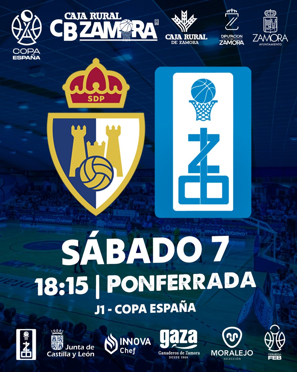 ClubBZAMORA's tweet image. Next ➡️

▪ COPA España J1 ▪
🏠 @baloncestoSDP  🆚 Caja Rural CB Zamora
📅 Sábado 7 de septiembre
⏱ 18:15
📌 Pabellón Lydia Valentin

📲 En directo en #CanalFEB y #CafeUniversal