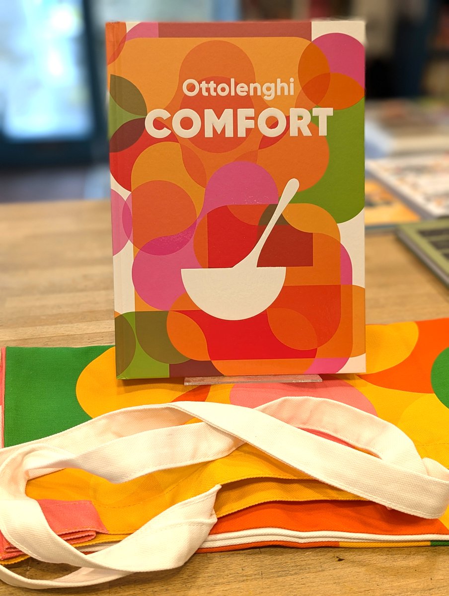 Comfort, the new cookbook by Yotam Ottolenghi, Helen Goh, Verena Lochmuller &amp; Tara Wigley, is in the building!!!    And we have a VERY BRIGHT, and rather beautiful tote bag for the first person to buy a copy!