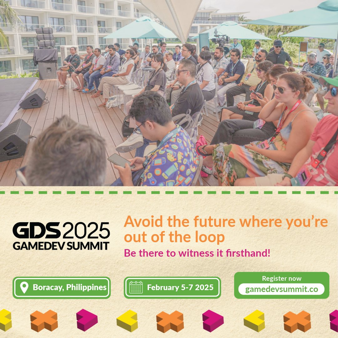 GDSummitAsia's tweet image. Avoid the future where you’re out of the loop – join us at GDS2025 and witness it firsthand! February 5-7, 2025, in Boracay, Philippines. #GameDevSummit #RegisterNow #Groundbreaking