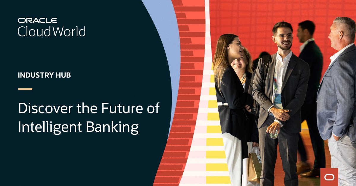 RMClarkson's tweet photo. Uncover the future of intelligent banking! Join @Oracle at #CloudWorld to discover specific use cases in risk, finance, and operations that can help you take advantage of the latest AI innovations: https://t.co/eVzpYOrri4 https://t.co/z5MgZVYOeh