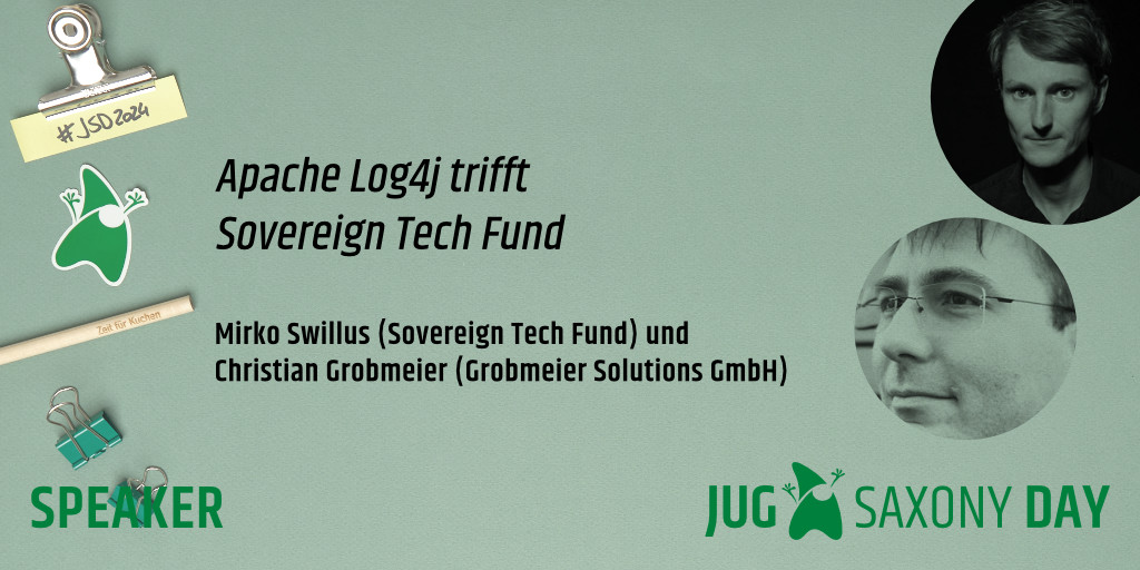 JUG Saxony (@jugsaxony) on Twitter photo 🤓 Cooles Interview beim #JUGSaxonyDay zwischen @mechko und <a href="/grobmeier/">@grobmeier@mastodon.social</a>: angefangen von der Lagerfeuergeschichte #log4shell, warum so viele Systeme bis heute noch immer ungepatcht sind und wo Christian das Java Logging in 5 Jahren sieht
jugsaxony.org/day/programm/d…
#JSD2024 #Konferenz 🤓 Cooles Interview beim #JUGSaxonyDay zwischen @mechko und <a href="/grobmeier/">@grobmeier@mastodon.social</a>: angefangen von der Lagerfeuergeschichte #log4shell, warum so viele Systeme bis heute noch immer ungepatcht sind und wo Christian das Java Logging in 5 Jahren sieht
jugsaxony.org/day/programm/d…
#JSD2024 #Konferenz