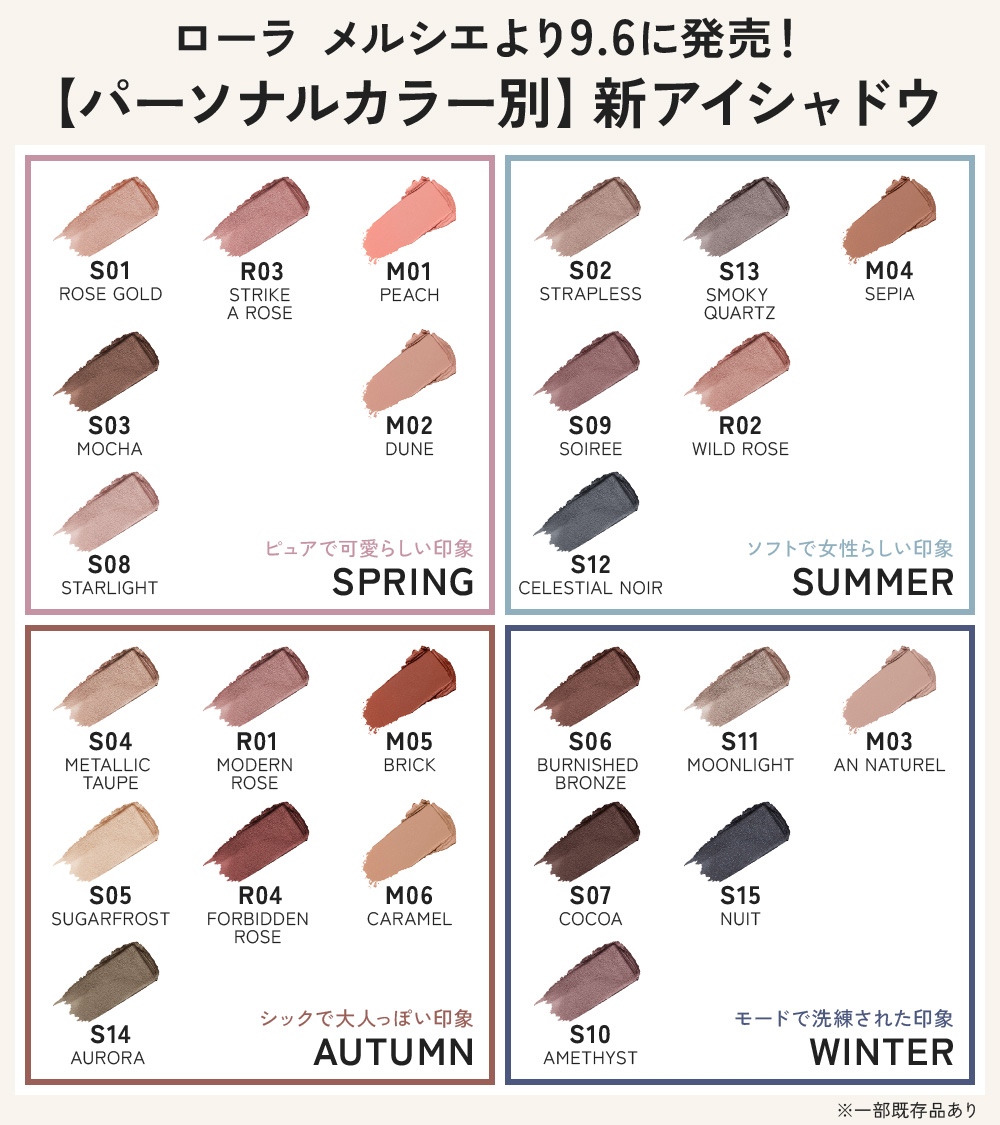 ローラメルシエ 9.6 発売アイシャドウ 【パーソナルカラー別】に全色