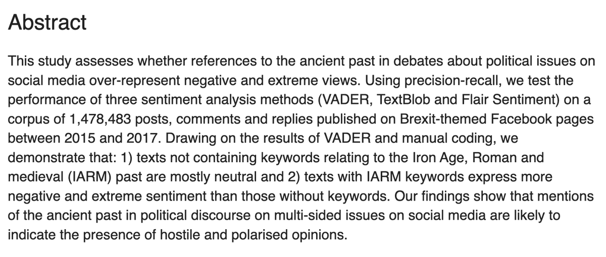Chiara Bonacchi (@chiara_bonacchi) on Twitter photo #PLOSONE: Political uses of the ancient past on social media are predominantly negative and extreme
Our new study, co-led with <a href="/maltaweel5/">Mark Altaweel</a> and <a href="/jess_witte/">jessica witte</a> uses dictionary-based, machine learning and manual coding methods to assess emotion
dx.plos.org/10.1371/journa… #PLOSONE: Political uses of the ancient past on social media are predominantly negative and extreme
Our new study, co-led with <a href="/maltaweel5/">Mark Altaweel</a> and <a href="/jess_witte/">jessica witte</a> uses dictionary-based, machine learning and manual coding methods to assess emotion
dx.plos.org/10.1371/journa…