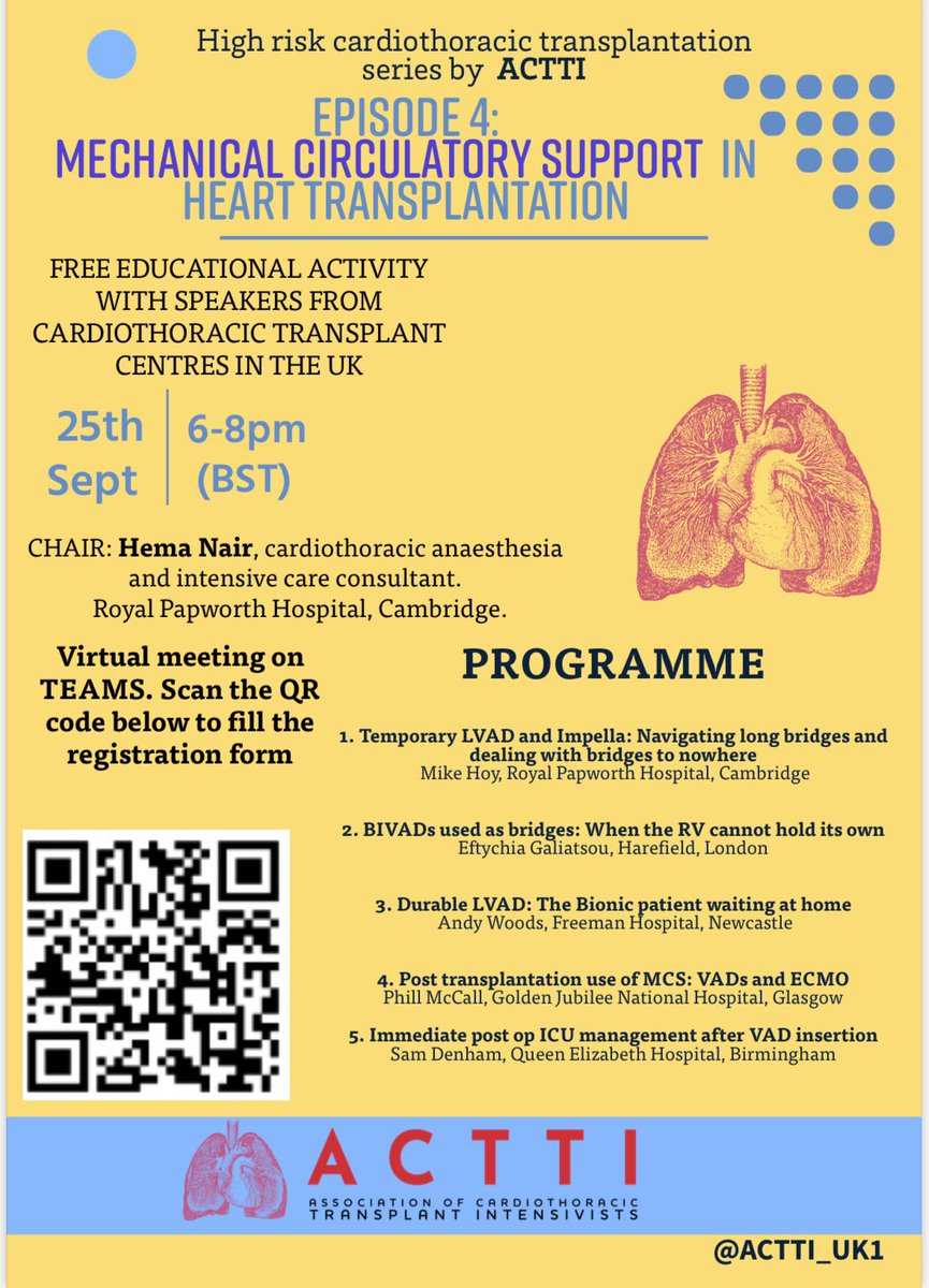 Our friends <a href="/ACTTI_UK1/">ACTTI_UK</a> are running a fantastic event on #MCS in #heart #transplant. Very highly recommended.