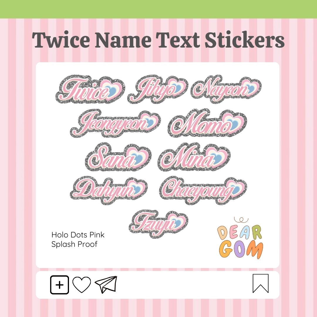 deargomph's tweet image. #gommiestickers   

˖ ˚⋆🎀 twice name text stickers       

only 25 pesos each (available in glitter denim and holo dots pink) 

୨ ʚɞ ୧ wts lfb ph stickers anik anik twice jihyo nayeon jeongyeon  momo sana mina dahyun chaeyoung tzuyu ph