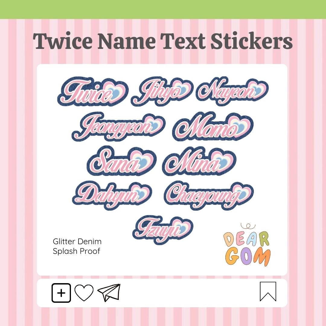 deargomph's tweet image. #gommiestickers   

˖ ˚⋆🎀 twice name text stickers       

only 25 pesos each (available in glitter denim and holo dots pink) 

୨ ʚɞ ୧ wts lfb ph stickers anik anik twice jihyo nayeon jeongyeon  momo sana mina dahyun chaeyoung tzuyu ph