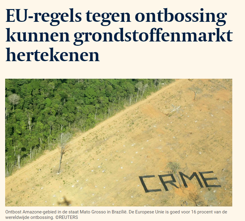 Heel goed en verhelderend artikel vandaag in <a href="/tijd/">De Tijd</a> over ontbossing. 

Terechte opmerkingen over bepaalde neveneffecten van de richtlijn. En ook de deadline komt er snel aan. 

Bedrijven kunnen zich informeren over het hoe en waarom op de <a href="/vokavzw/">Voka - Vlaams netwerk van ondernemingen</a> FAQ : voka.be/nieuws/faq-eur…