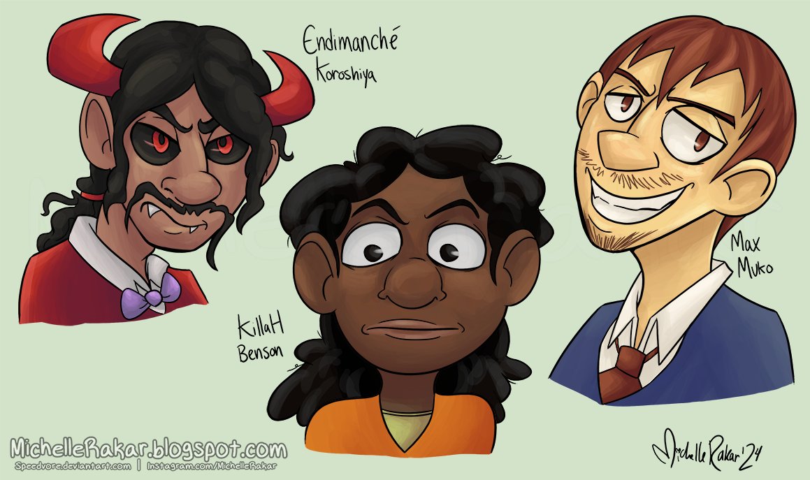 These are a few recurring characters who I previously had drawings of, but I wanted to slightly redesign some of them and have finished newer drawings of.