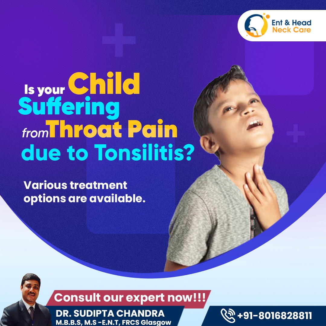 entandheadneck's tweet photo. Severe throat pain from tonsillitis? Find effective relief and expert care at ENT And Head Neck Care Clinic. Schedule an appointment with Dr. Sudipta Chandra today. Dial  8016828811 or visit https://t.co/HKqQHtyvV0
#ENTHealth #TonsillitisCare #ENT #tonsilitis #throat #throatpain https://t.co/wSqseytq9I