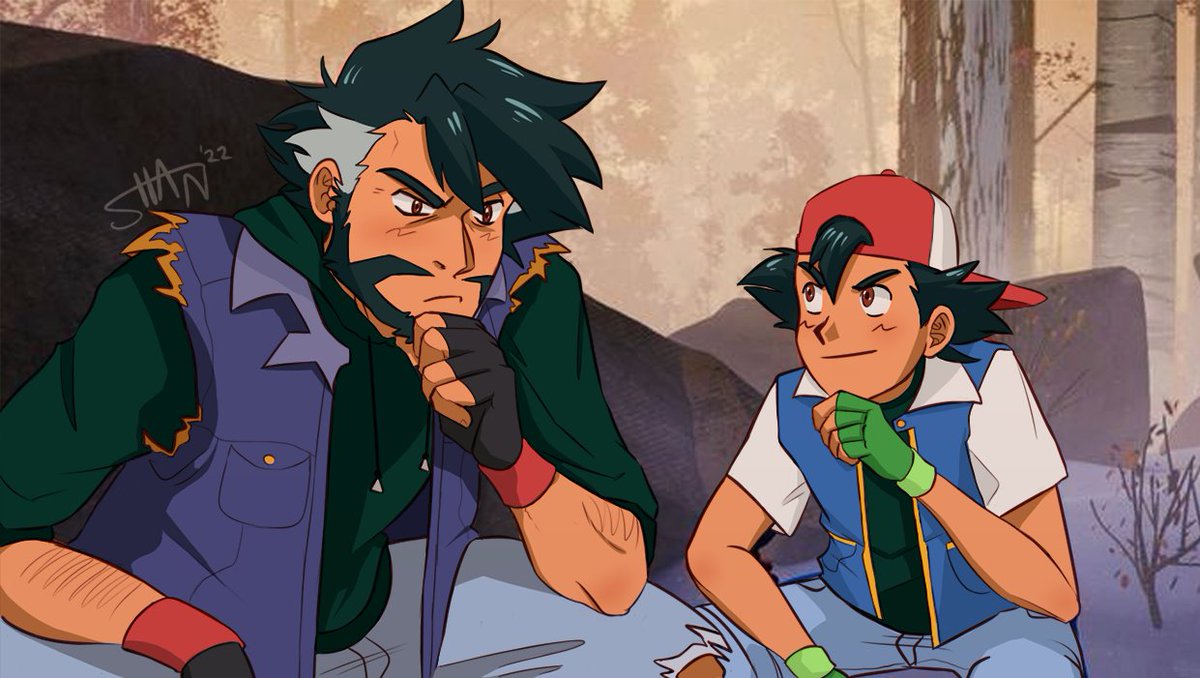 shanjanath's tweet image. about time i made myself a new pin 📌 hi! i'm shan. i have anipoke timeskip brainrot and i draw things for it once in a blue moon. old man ketchum never leaves my mind. one day i wanna turn the au into a novel or webcomic. let's be pals!
art in thread! ⬇️