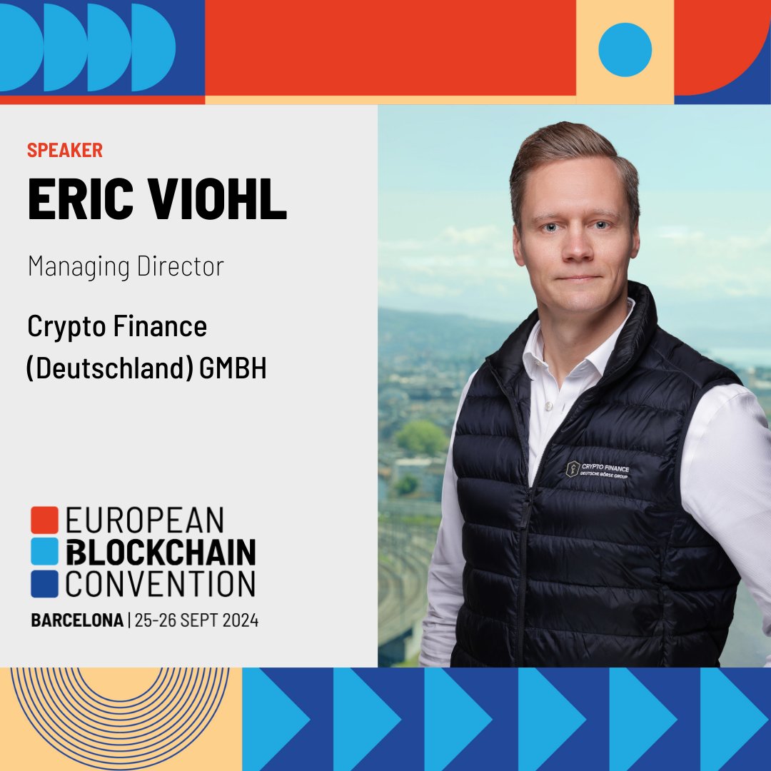 Excited to present Eric Viohl, Managing Director at @CryptoFinanceAG, as a  speaker at the 10th European Blockchain Convention! Eric Viohl is an  accomplished professional with over a decade of experience in financial
