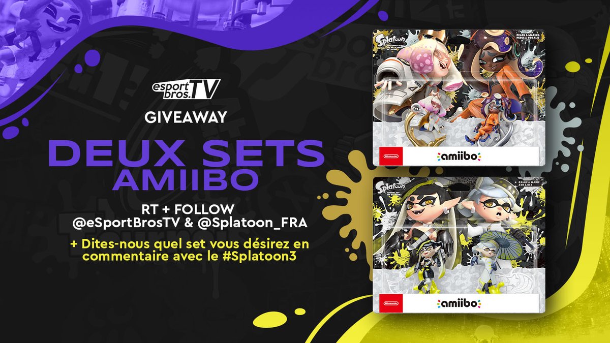 eSportBrosTV's tweet image. 🎉 Concours du Grand Festival !
Tente de remporter le set d'amiibo de la tour de l'Ordre ou le set d'amiibo d'Alterna !

➡️Repost + suivre @eSportBrosTV et @Splatoon_FRA

➡️Dis-nous quel set tu voudrais sous ce post avec le hashtag #Splatoon3

🎁 2 gagnants tirés au sort le 16/09