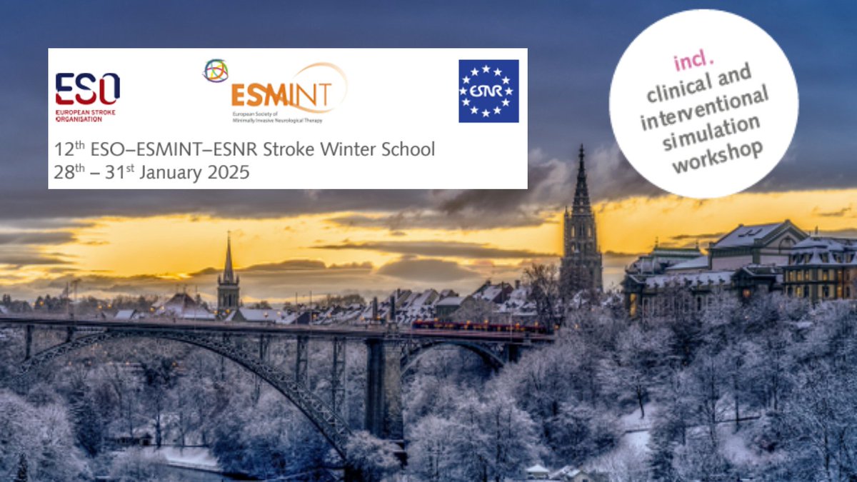 ESOstroke's tweet photo. 📢The application period for the 12th ESO–@esmintsociety- @ESNRad Stroke Winter School is open!
This teaching course unites stroke physicians &amp; neuroradiologists to enhance the interdisciplinary management of stroke patients: https://t.co/RV1aDgViYm

 #stroke #stroketwitter https://t.co/zVq94lnSuF