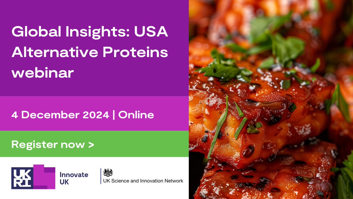 IUK_Global's tweet photo. Register for the @innovateuk Global Insights webinar on the #USAAlternativeProteinsGEM🇬🇧🇺🇸. Reflect on the key lessons learnt and explore future growth opportunities🌱🌍: https://t.co/c5XvlxZiZS​

#GlobalInsights @UKSINet @UKinNewYork @biztradegovukNA @HannahyoungNYC @FCDOGovUK https://t.co/2Jq3BRYYVf