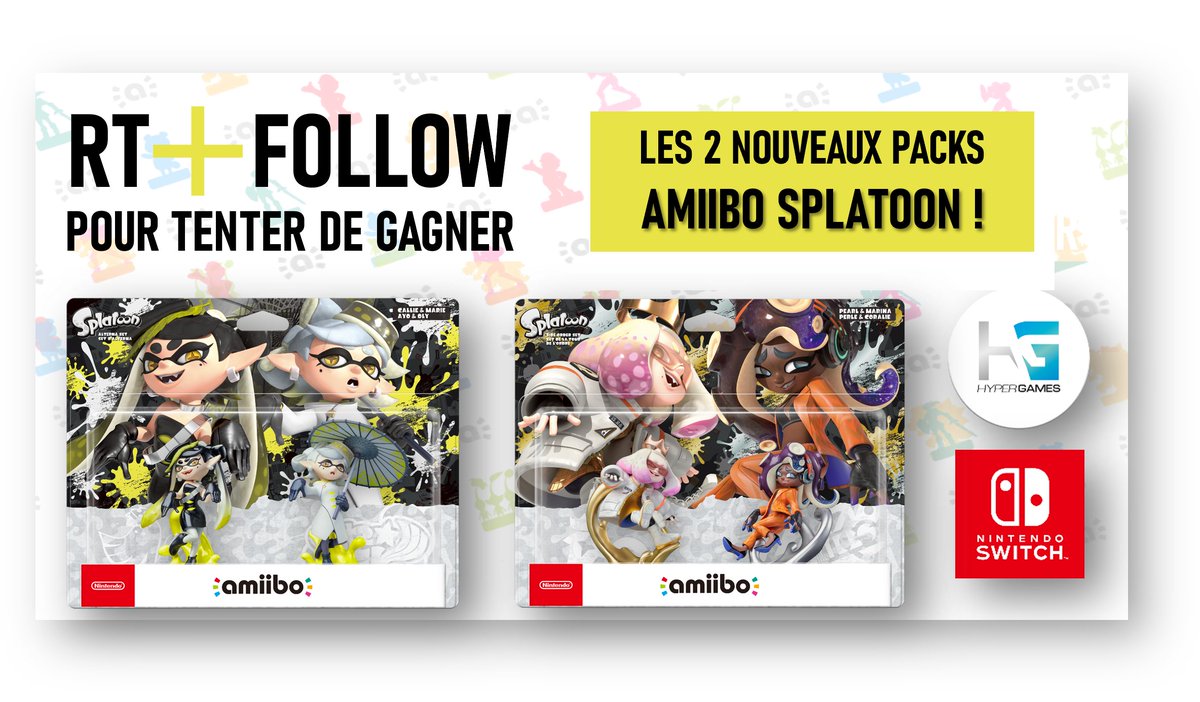 HypergamesA's tweet image. #Concours

Besoin d'agrandir votre collection d'Amiibo ?

Tentez de remporter 2 packs d'Amiibo Splatoon !

➡️ RT + Follow @HypergamesA 
➡️ Like + commente avec le #amiibo

TAS LE 09/09.