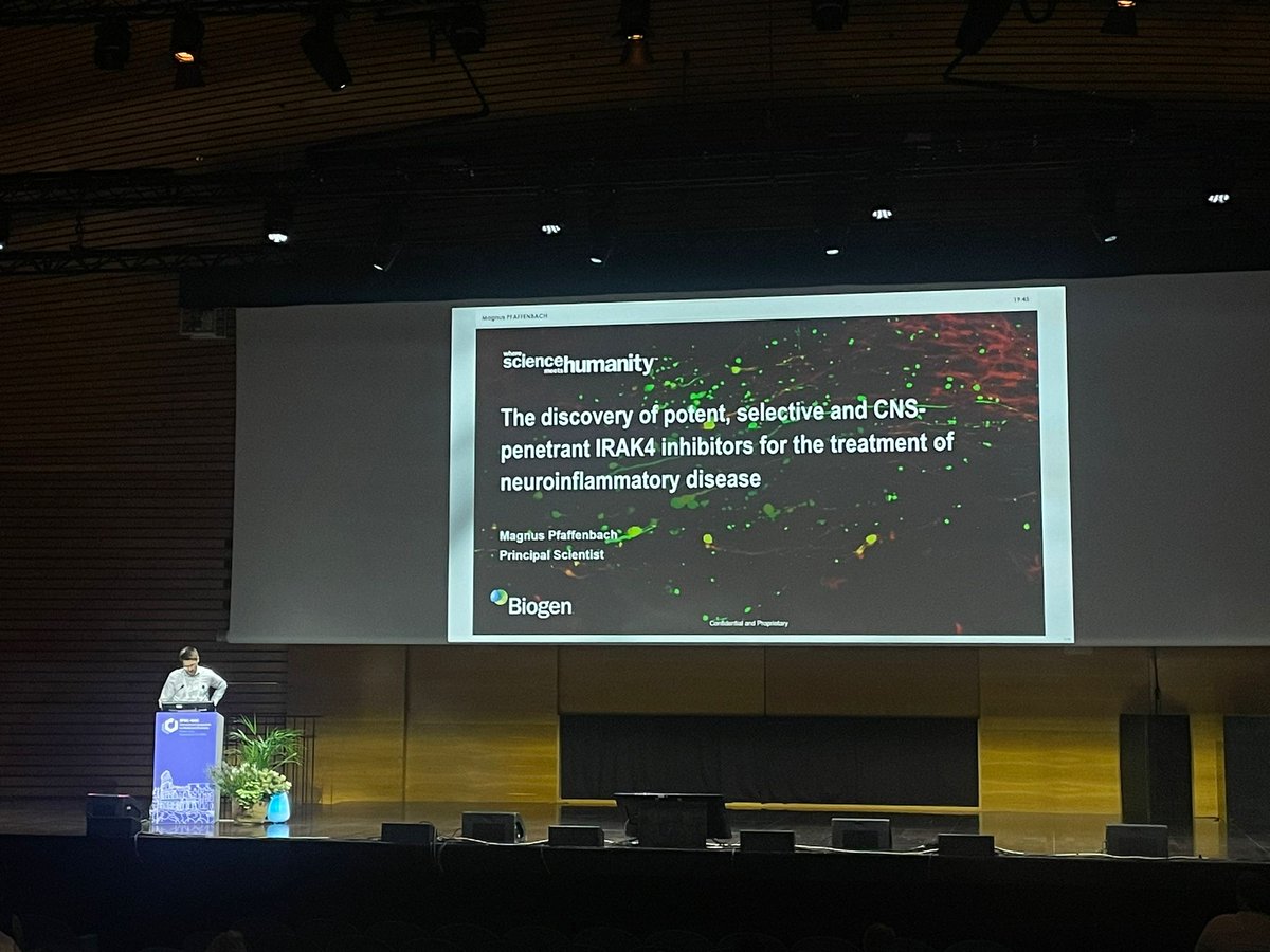 EuroMedChem's tweet image. 📣 Session 22 – The last speaker is  Dr. Magnus PFAFFENBACH @biogen who will talk about “Discovery of BIO-8169, a Highly Potent, Selective, and Brain Penetrant IRAK4 Inhibitor for the Treatment of Neuroinflammation”. Keep following us! 🔬💡
#EFMCISMC24 #MedChem