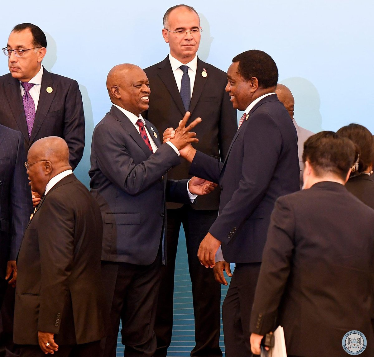Pamela Chisanga (@pamchisanga) on Twitter photo Good Neighbors
President <a href="/HHichilema/">Hakainde Hichilema</a> and President <a href="/OfficialMasisi/">Dr. Mokgweetsi E.K Masisi</a> share a light moment during on going FOCAC meeting in China Good Neighbors
President <a href="/HHichilema/">Hakainde Hichilema</a> and President <a href="/OfficialMasisi/">Dr. Mokgweetsi E.K Masisi</a> share a light moment during on going FOCAC meeting in China