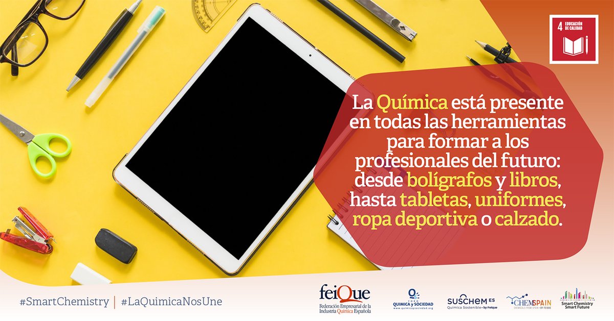 Feique_ES's tweet photo. La #Química acompaña a nuestra formación con las mejores herramientas 📚🖍️:desde bolígrafos, libros, tabletas, hasta uniformes, ropa deportiva, calzado… ¡la química está presente en todo lo necesario para impulsar el talento!

#VueltaAlCole #Educación #SmartChemistry https://t.co/KXhNEn9LKm