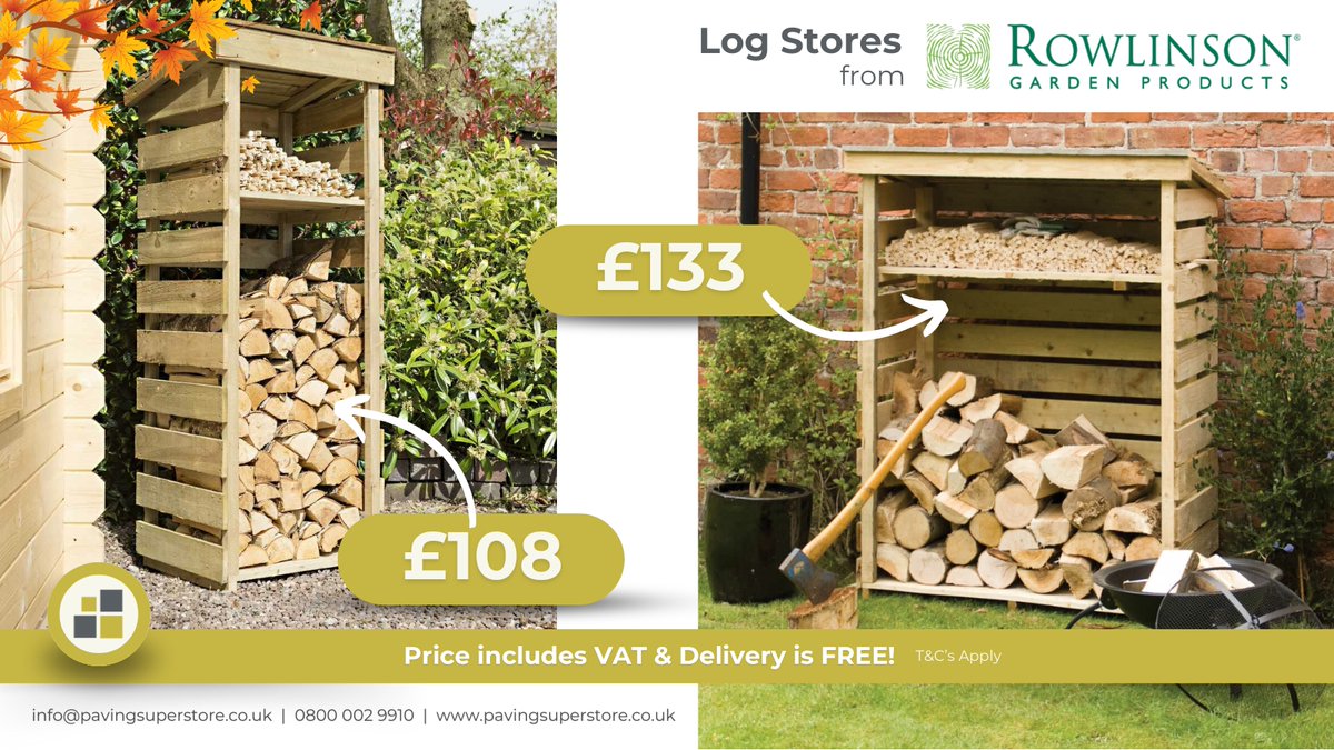 pavingss's tweet image. It&apos;s the season of preparation! 🍂🍁🪵🪓

Log Stores from Rowlinson Garden Products.

See all three option here: bit.ly/3Z8YlNX

#logstore #fireplacegoals #firewoodstorage #winteriscoming #keepingwarm #firewood #sheds #gardensheds