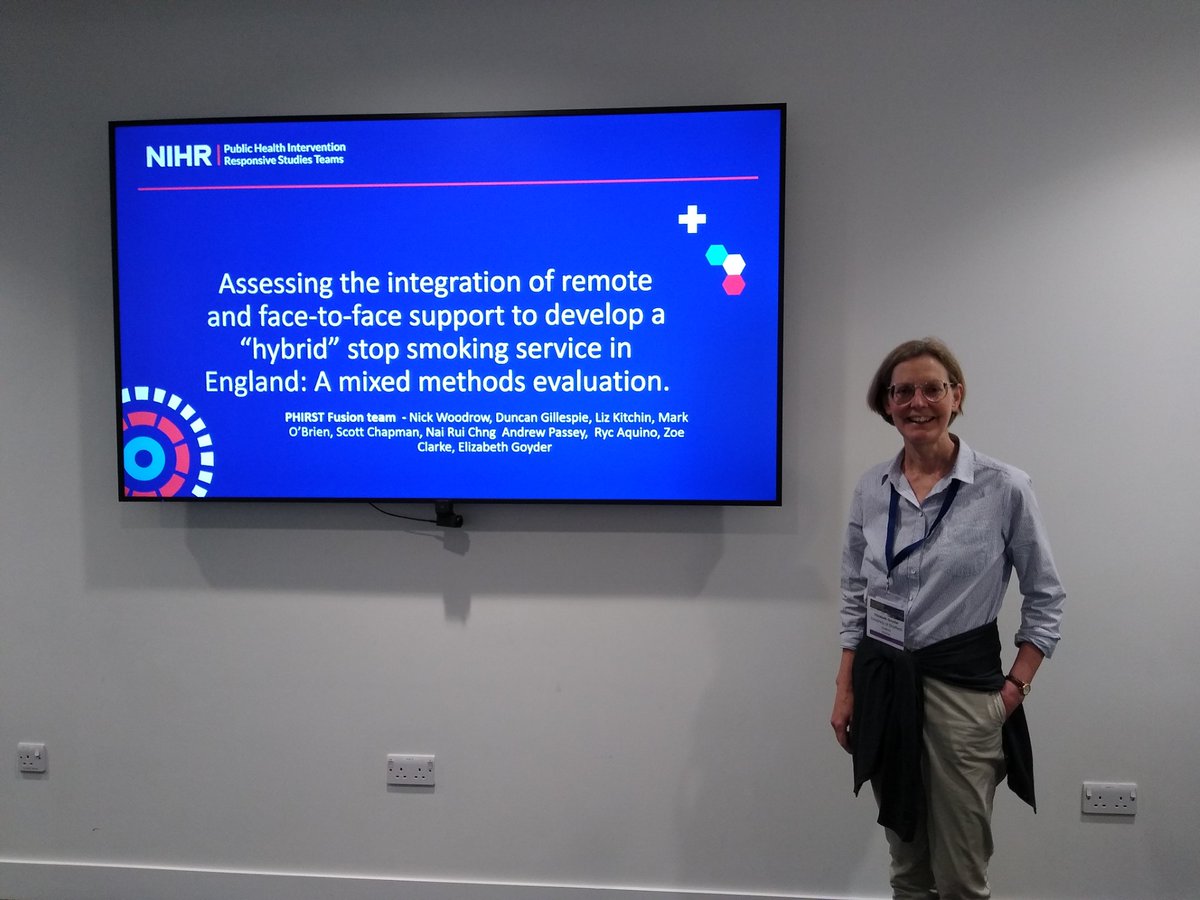 NIHR_PHIRST (@nihr_phirst) on Twitter photo Professor Elizabeth Goyder, University of Sheffield presenting our evaluation of the North Yorkshire Council Living Well Smoke Free Service yesterday <a href="/SocSocMed/">Society for Social Medicine & Population Health</a> #SSM2024 
You can read more about this project on our website phirst.nihr.ac.uk/evaluations/ev… Professor Elizabeth Goyder, University of Sheffield presenting our evaluation of the North Yorkshire Council Living Well Smoke Free Service yesterday <a href="/SocSocMed/">Society for Social Medicine & Population Health</a> #SSM2024 
You can read more about this project on our website phirst.nihr.ac.uk/evaluations/ev…