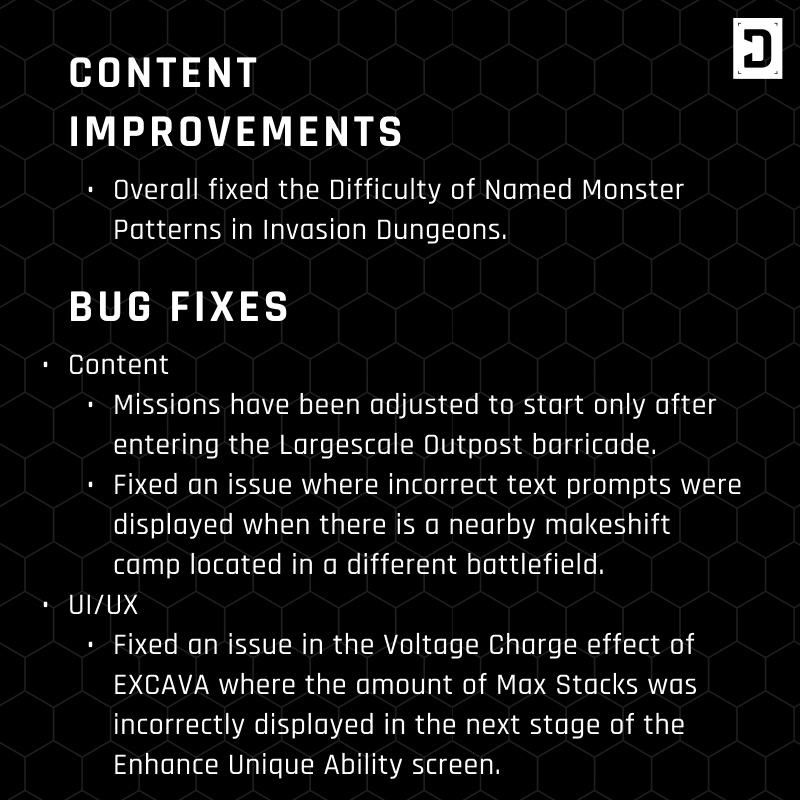 FirstDescendant's tweet photo. Recent news from Hotfix 1.1.1 updated on Sept 5th! 😆 https://t.co/p04diHCWeZ