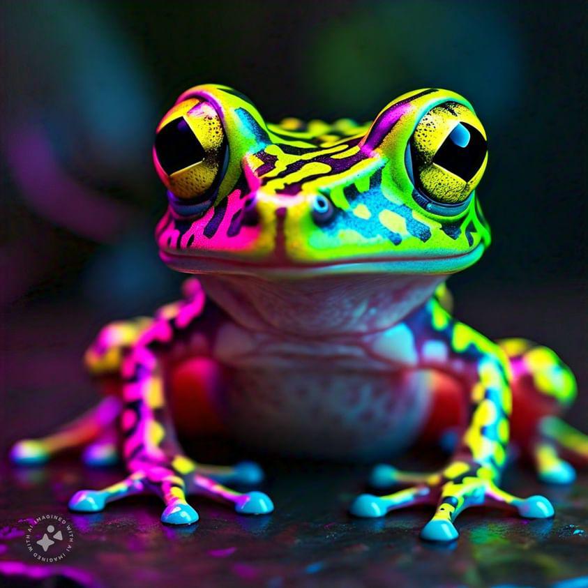 codewithsumit_0's tweet photo. "Meet the neon frog! 🐸✨ This vibrant amphibian is glowing with an electric personality! Its bright, neon green skin shines like a light in the dark, making it a true standout in the pond. #NeonFrog #GlowingWildlife #AmphibianArt" https://t.co/IfcgnyRNdv
