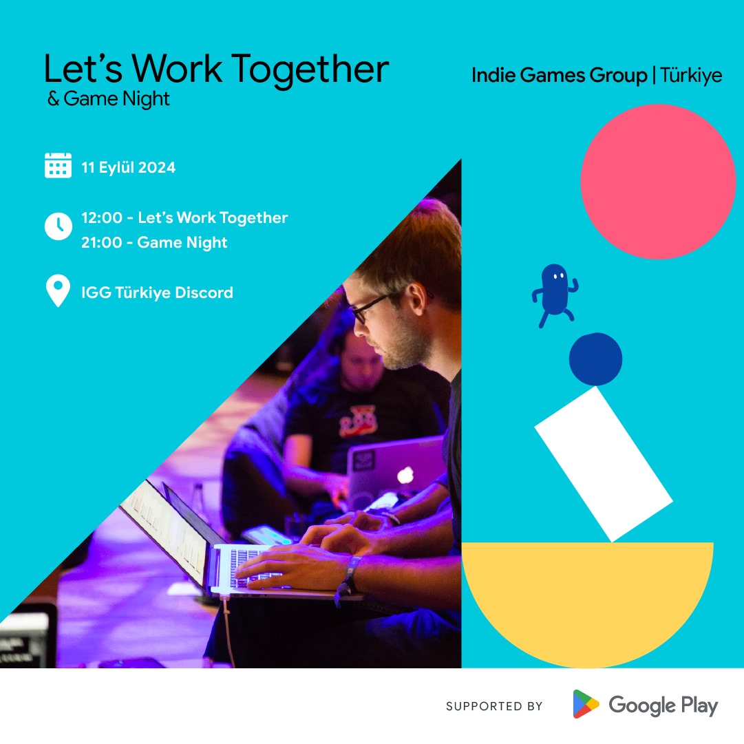 Selamlarrrr 👋🏻

🗓️ 11 Eylülde IGG Türkiye ekibi olarak yeni bir etkinlik ile karşınızdayız 🖤🤍

👨🏻‍💻 Let’s Work Together &amp; Game Night 🎮

Birlikte verimli bir şekilde çalışıp, keyifli anlar paylaşacağımız bu etkinliğe davetlisiniz.
Günü Eğlenceli bir oyun gecesi ile tamamlayacağız