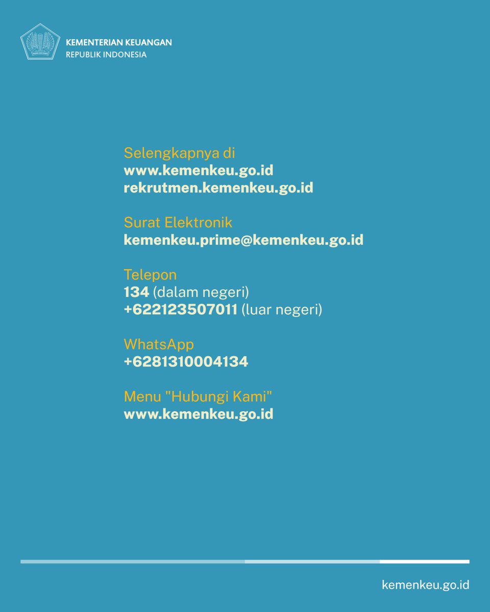 KemenkeuRI's tweet photo. 🚨 Pendaftaran Rekrutmen CPNS DIPERPANJANG!

Kabar baru untuk Temankeu calon pelamar CPNS Kemenkeu 2024. 

Demi kelancaran proses pendaftaran, segera lengkapi berkas persyaratan dan jangan menunda submit sampai mendekati deadline, ya. 

#KemenkeuMenunggumu #RekrutmenCPNS https://t.co/SCbbrUFTLT