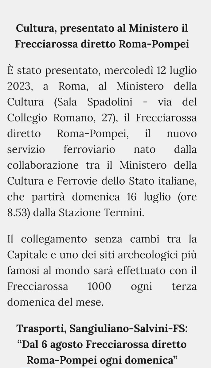 MarikaSurace's tweet image. E a un tratto penso a quel frecciarossa Roma Pompei tanto voluto dal Ministero