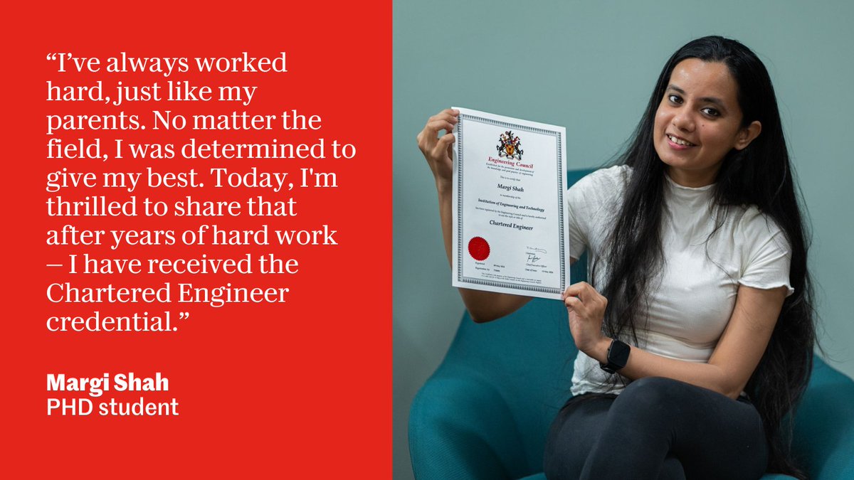Cardiff University Engineering (@engineeringcu) on Twitter photo 🎉 Big congratulations to Margi, our 3rd-year PhD student from India, for earning the Chartered Engineer credential from <a href="/TheIET/">The Institution of Engineering and Technology</a>! Her research at our school is driving innovation to help the UK steel sector achieve Net Zero by 2050. 🌍#NetZero #EngineeringExcellence 🎉 Big congratulations to Margi, our 3rd-year PhD student from India, for earning the Chartered Engineer credential from <a href="/TheIET/">The Institution of Engineering and Technology</a>! Her research at our school is driving innovation to help the UK steel sector achieve Net Zero by 2050. 🌍#NetZero #EngineeringExcellence
