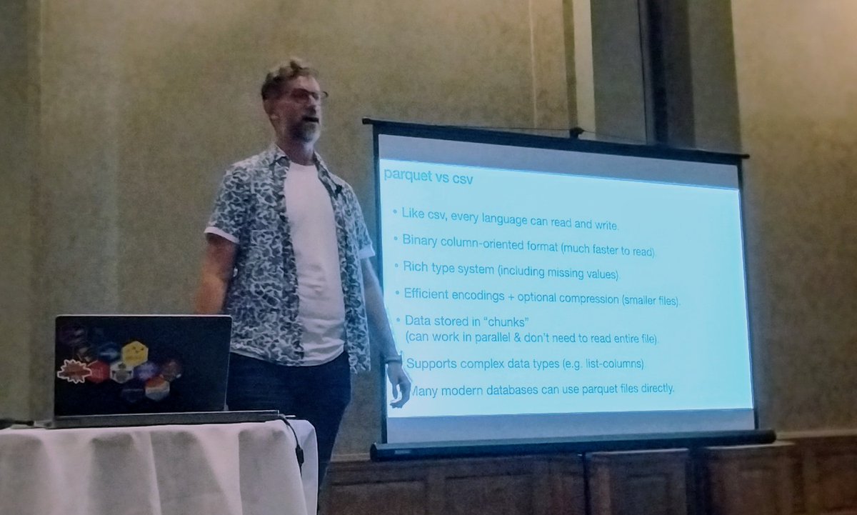 Datacove1's tweet image. &quot;Stop using #csv, start using #parquet&quot; @hadleywickham #EARLConf #rstats