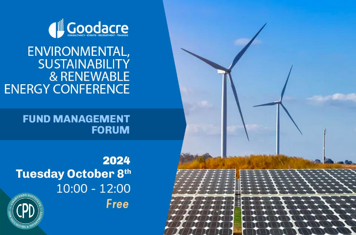 Join us on Tue 8th Oct, 10:00-12:00, for the #Environmental #Sustainability &amp; #RenewableEnergy Confernce. Explore solar, wind, hydrogen &amp; more, w/ expert speakers like Richard Lum, VH Global Sustainable Energy. 2 CPD hrs. Register now: goodacreuk.com/events/forthco… #FundManagerment