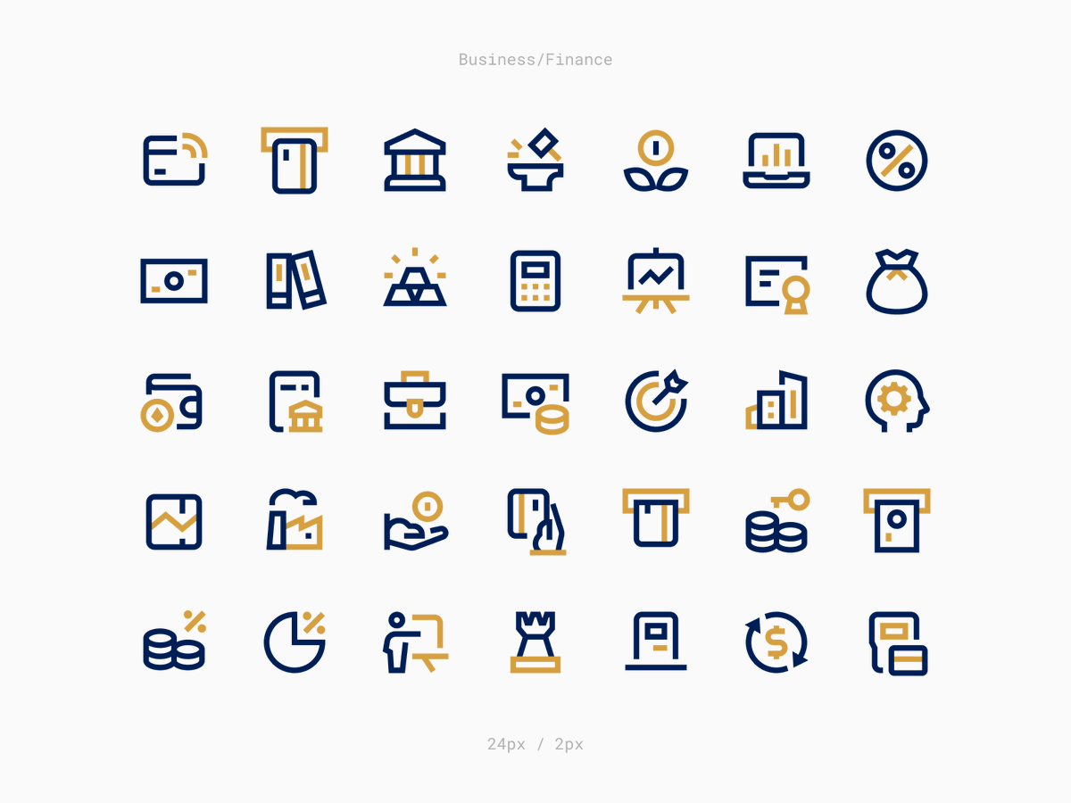 VladimirSDesign's tweet image. New icons for the finance category are nearing completion😃 (grid 24px, stroke 2px). Nucleo Core
