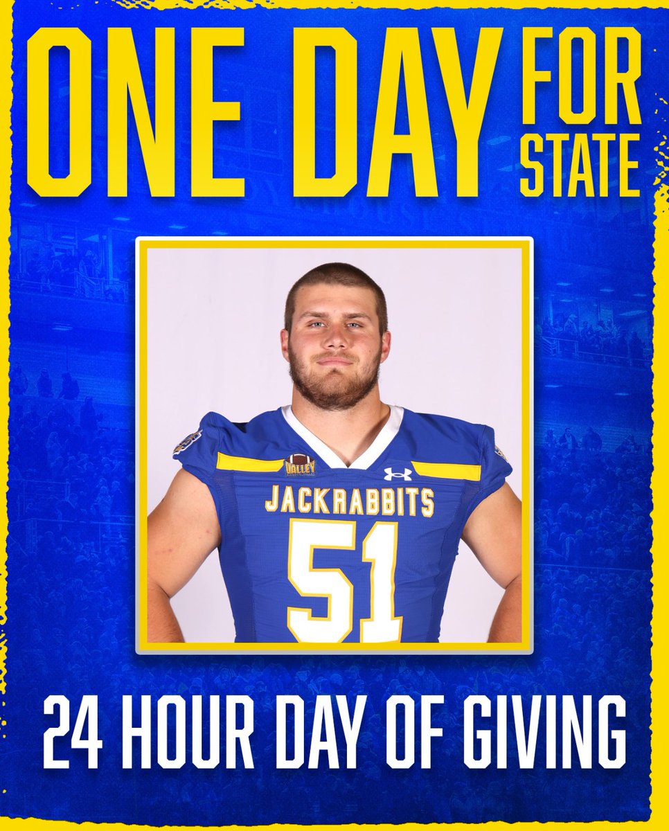 It’s One Day for State! Please consider donating to our football program. Your support will continue to allow us to  have the great opportunities we are given. We appreciate everything jackrabbit nation does for us! #OneDayforSTATE 

Donate at 
givecampus.com/schools/SouthD…