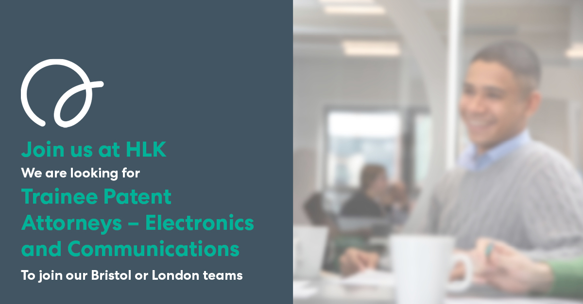 hlk_ip's tweet image. Thinking of a career as a patent attorney? Do you have a passion for electronics and communications? We’d love to hear from you! 👉 hlk.applytojob.com/apply/aFU6k1sN… #TraineePatentAttorney #TraineeVacancy #BristolJobs #LondonJobs #GraduateJobs