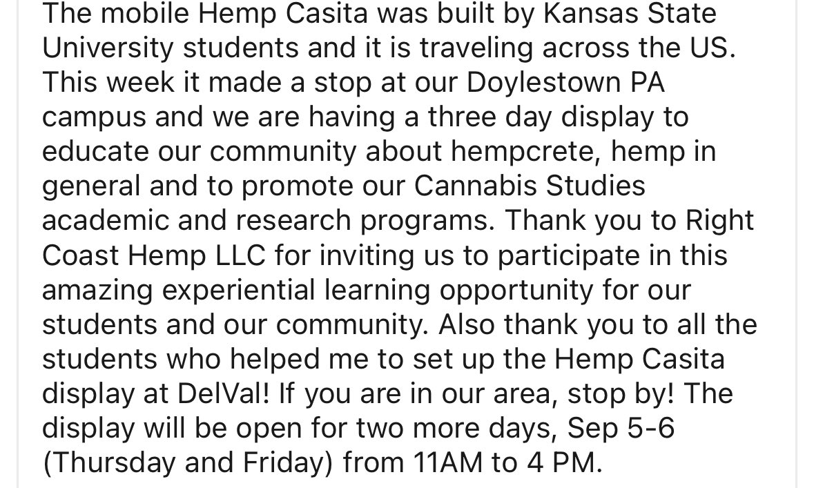 We are hosting the #K_StateHempCasita at <a href="/DelVal/">DelVal</a>!! #ExperientialLearning
