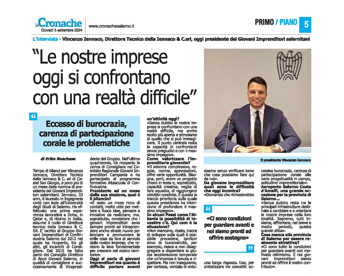 #media
Su <a href="/LCronache/">Le Cronache</a>  l'intervista al nostro presidente <a href="/iennacovincenzo/">Vincenzo Iennaco</a>