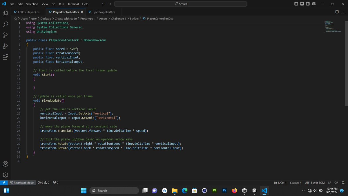 CoreyOdonis's tweet image. some of which are;
🔹Translate vs rotate
🔹Empty object
🔹Get user input
🔹Start vs Update
🔹Comments
🔹Methods
🔹Pass parameters
🔹Time.deltatime and what function it serves
🔹Collider and rigid body
🔹Components
🔹Multiply operator.
#Gamedev #CSharpProgrammer #Unity