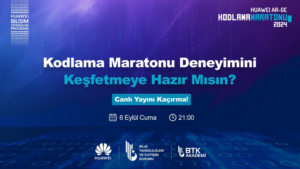 Yarın akşam saat 21:00'de, #KodlamaMaratonu24 hakkında merak edilen tüm soruları cevaplayacağımız ve hackathon dünyasına daha yakından bakacağımız canlı yayınımıza davetlisiniz!

Canlı yayın, <a href="/hdgturkiye/">HDG Turkiye</a> hesabında gerçekleştirilecektir. 

Kaçırmayın!🙌🏻

#Huawei #HuaweiTürkiye