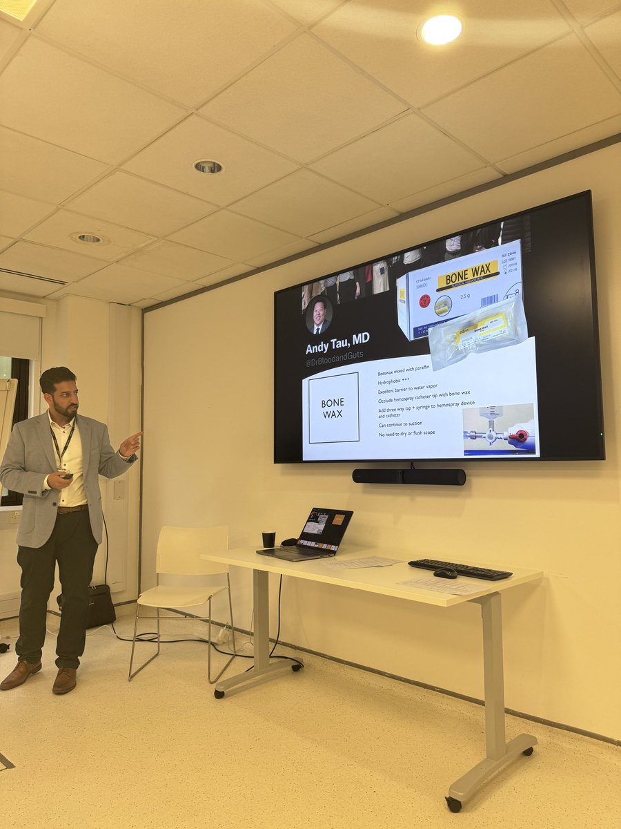 Excellent talk by <a href="/Dr_Nas_Aslam/">Nas Aslam</a> on tips and tricks for utilising your endoscopic toolbox to improve outcomes in acute GI bleeding. #UpdateinGIBleeeding