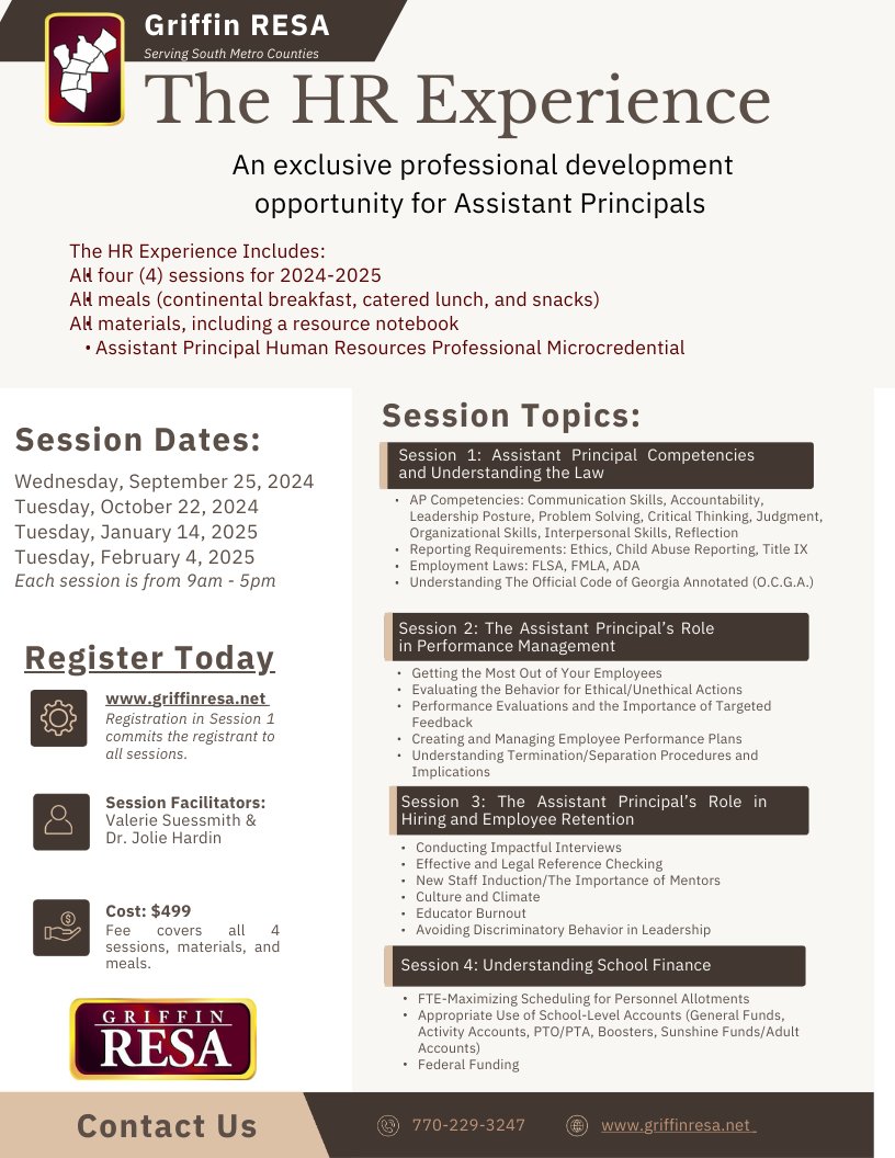 🚀 Attention Assistant Principals! 🌟 Don't miss this unique opportunity to learn from the best facilitators in the field. Discover how to effectively serve, select, and support our most valuable asset: Our Human Resources. Register by 9/15 #GRESA griffinresa.ascriptica.com/course/coursev…