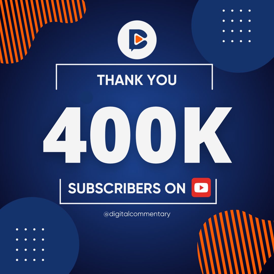 DigCommentary's tweet image. 🎉 We’ve hit 400K on our YouTube channel! 🎉
A huge thank you for your support. 
We’ve got even more great content coming your way soon! Stay tuned! 🚀
#Digitalcommentary #Grateful #YouTube #Followers #Podcast #EntertainmentNews  #Trending #Success #Journey