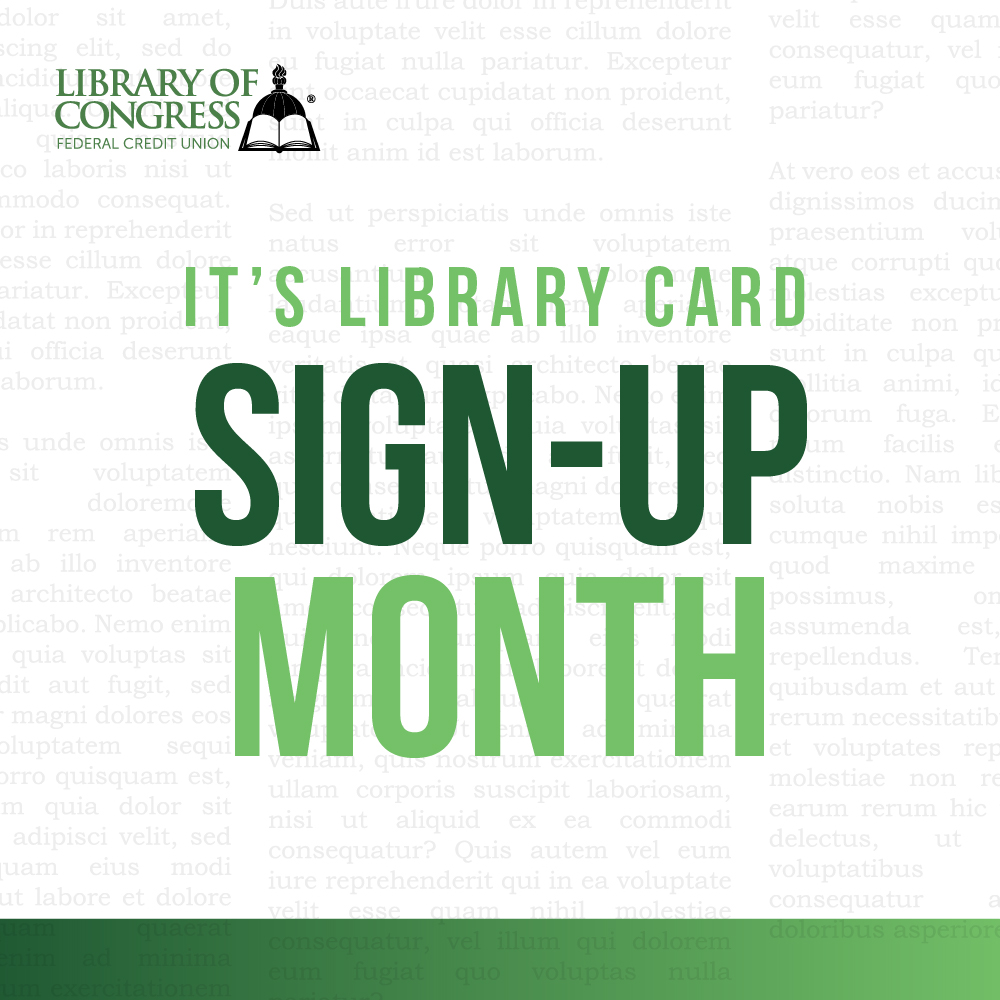 LibCongressFCU's tweet image. September marks #LibraryCardSignUpMonth! Join the nationwide initiative highlighting the #librarycards' role in enhancing kids' education. Do you need one?
#librarycardsignup #librarycard #librarylove #LibrariesTransform #libraries #IloveLibraries #Librarians #publiclibraries