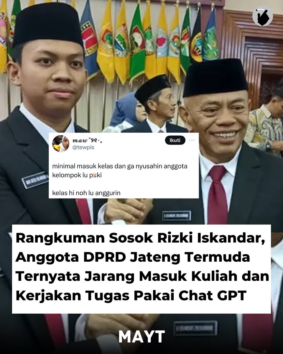 Rangkuman Sosok Rizki Iskandar Muda Anggota DPRD Jateng Termuda di spill kelakuannya oleh teman kampus nya dan dosennya🗿

- a threads -